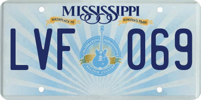 MS license plate LVF069