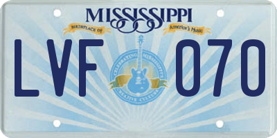 MS license plate LVF070