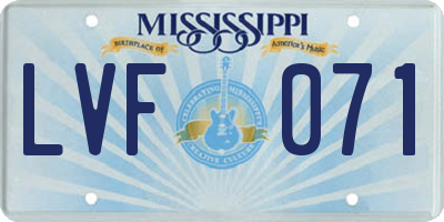 MS license plate LVF071