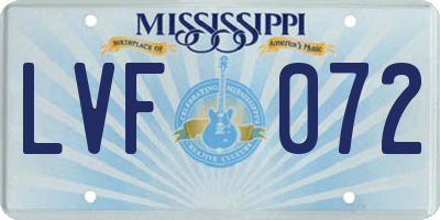 MS license plate LVF072