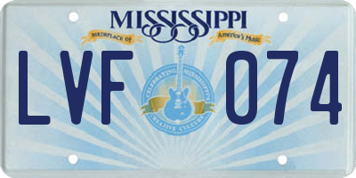 MS license plate LVF074