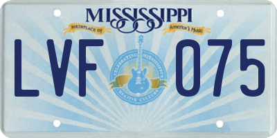 MS license plate LVF075