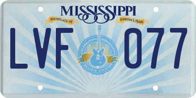 MS license plate LVF077