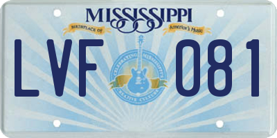 MS license plate LVF081