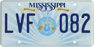 MS license plate LVF082