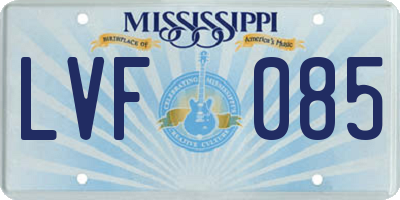 MS license plate LVF085