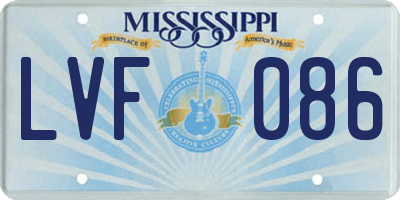 MS license plate LVF086
