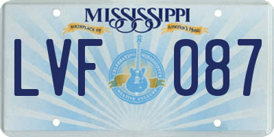 MS license plate LVF087