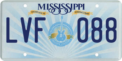MS license plate LVF088