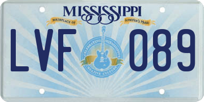 MS license plate LVF089