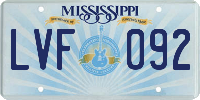 MS license plate LVF092