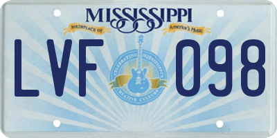 MS license plate LVF098