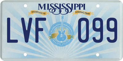 MS license plate LVF099