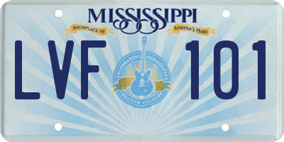 MS license plate LVF101