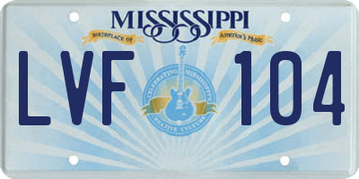 MS license plate LVF104