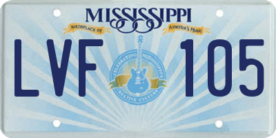 MS license plate LVF105