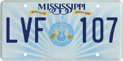 MS license plate LVF107