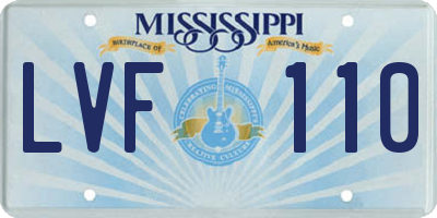 MS license plate LVF110