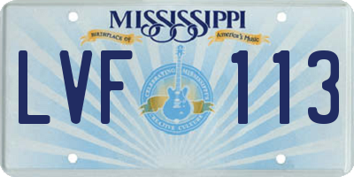MS license plate LVF113