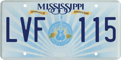 MS license plate LVF115