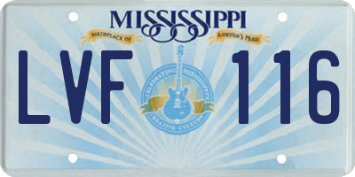 MS license plate LVF116