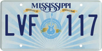 MS license plate LVF117