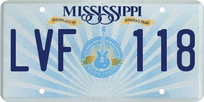 MS license plate LVF118