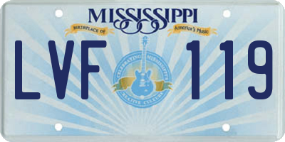 MS license plate LVF119
