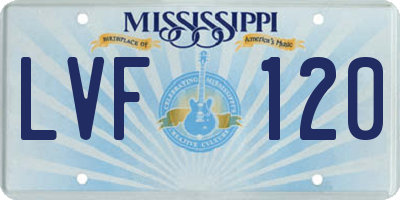 MS license plate LVF120