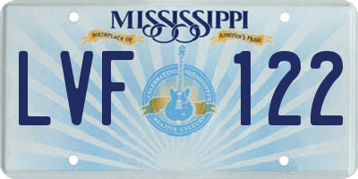 MS license plate LVF122
