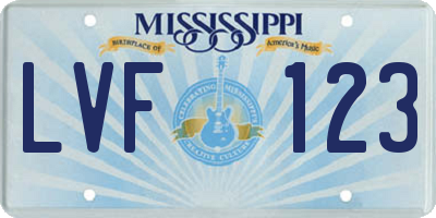MS license plate LVF123
