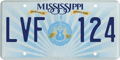MS license plate LVF124