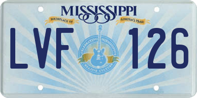 MS license plate LVF126