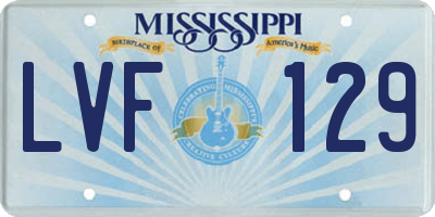 MS license plate LVF129