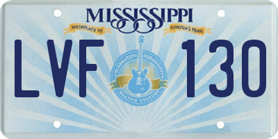 MS license plate LVF130