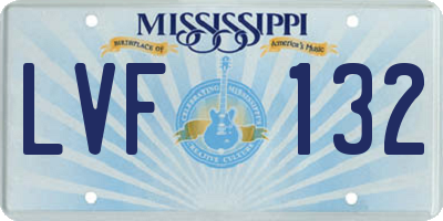 MS license plate LVF132