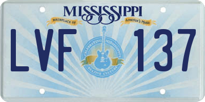 MS license plate LVF137