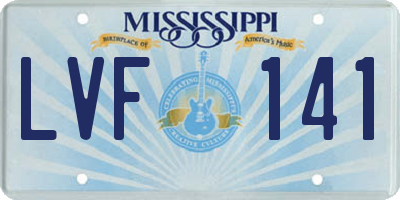 MS license plate LVF141