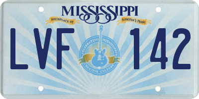 MS license plate LVF142