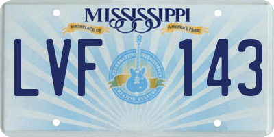 MS license plate LVF143