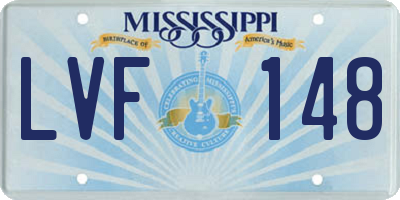MS license plate LVF148