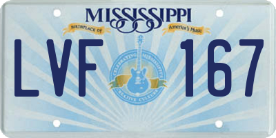 MS license plate LVF167