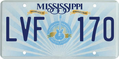 MS license plate LVF170