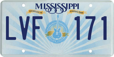 MS license plate LVF171