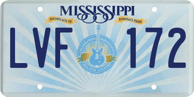 MS license plate LVF172