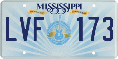 MS license plate LVF173
