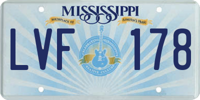 MS license plate LVF178