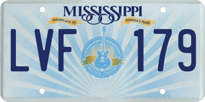 MS license plate LVF179