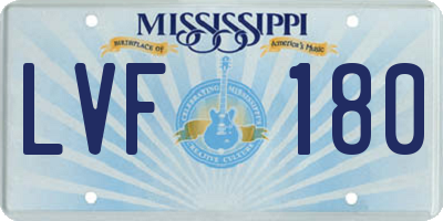 MS license plate LVF180