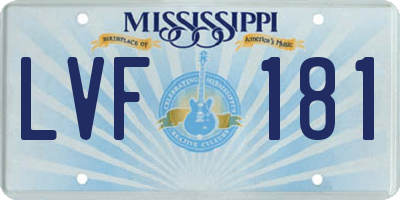 MS license plate LVF181